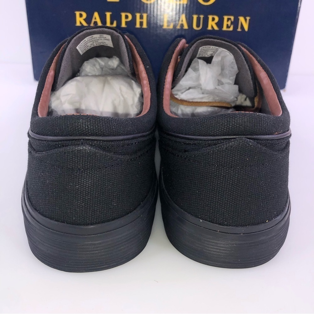 POLO Ralph Lauren Canvas Faxon Low-Top Sneakers Men's Shoes 8 D  Black - Picture 7 of 9